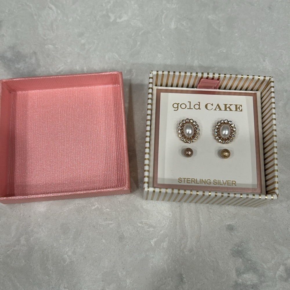 Gold Cake Earrings NIB